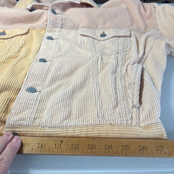 Asos Pink Yellow Tan Color Block Corduroy Cotton Trucker Jacket Size Small - Picture 10 of 10